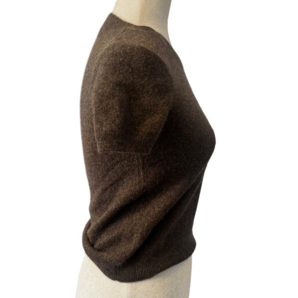 Quince 100% Mongolian Cashmere Tee Sweater Brown Short Sleeve Size Small - Picture 4 of 7
